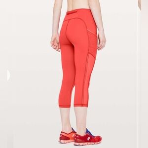 Lululemon Orange Salmon Speed Up  Crop 21 "  Leggings Size 12